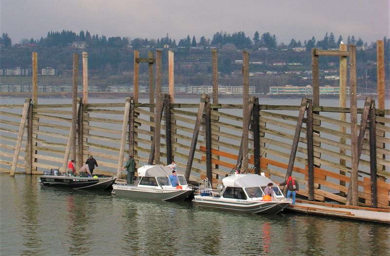 Three boats at boat ramp