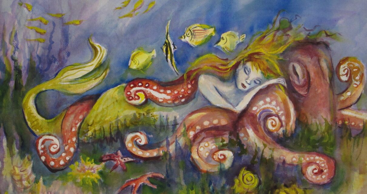 Mermaid with sea creatures